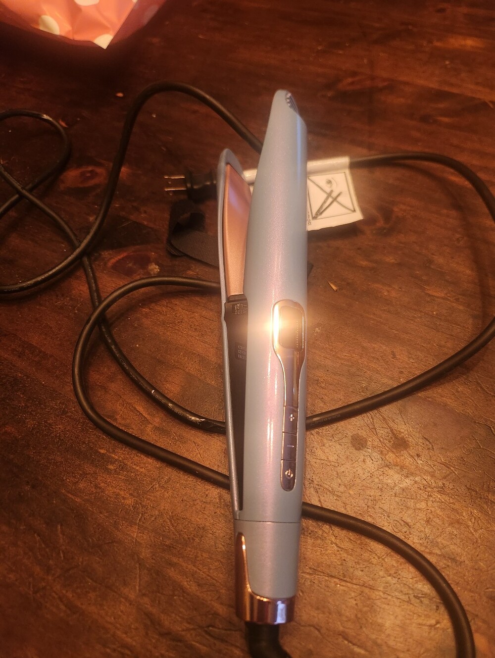 Light Blue Hair Straightener/curling Flat Iron with Rose Gold Accents